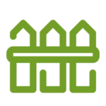 Green Picket Fence Icon With Four Peaks.